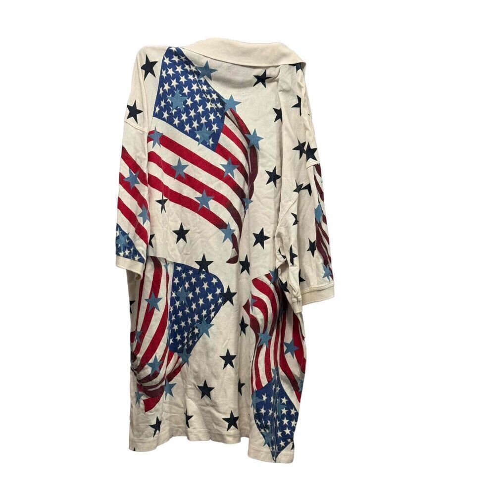Divots Unisex Long Sleeve American Flag Pattern Collared Polo Shirt S XXL - Picture 2 of 3